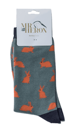 Load image into Gallery viewer, lusciousscarves Socks Mr Heron Rabbits Bamboo Socks - Muted Green
