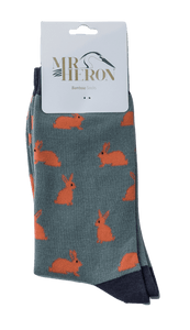 lusciousscarves Socks Mr Heron Rabbits Bamboo Socks - Muted Green