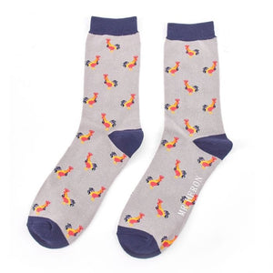 lusciousscarves Socks Mr Heron Roosters Bamboo Socks - Grey