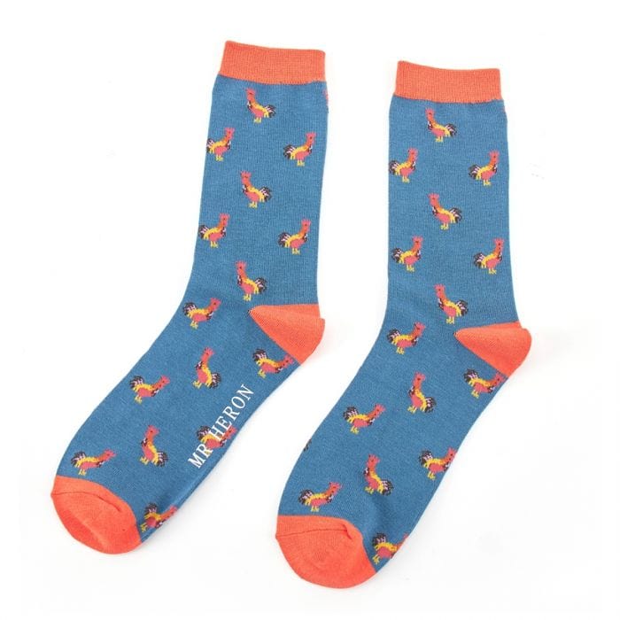 lusciousscarves Socks Mr Heron Roosters Bamboo Socks - Teal