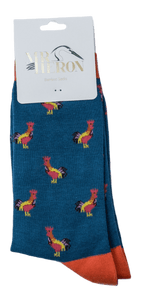 Load image into Gallery viewer, lusciousscarves Socks Mr Heron Roosters Bamboo Socks - Teal
