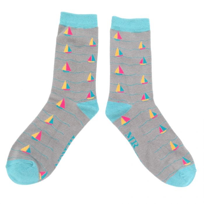 lusciousscarves Socks Mr Heron Sailing Boats Bamboo Socks - Grey