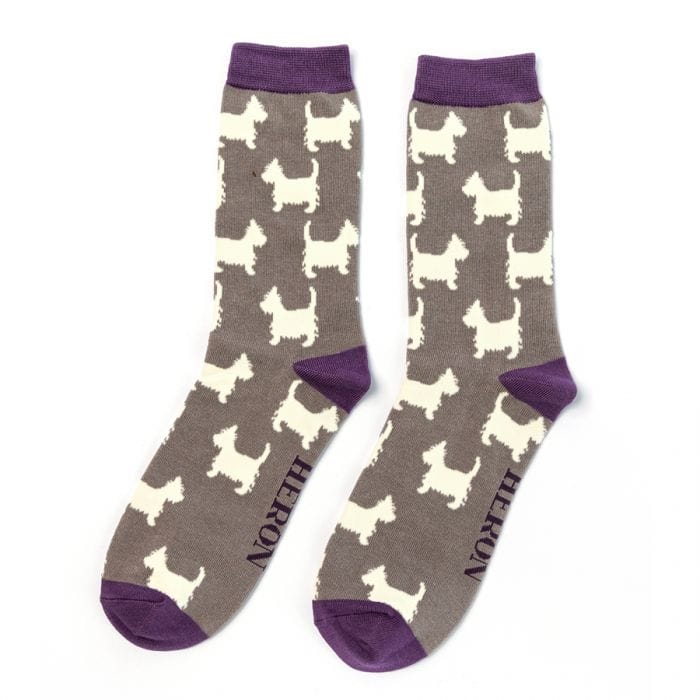 lusciousscarves Socks Mr Heron Scottie Bamboo Socks - Grey