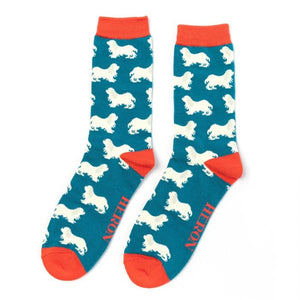 lusciousscarves Socks Mr Heron Spaniels Bamboo Socks - Teal