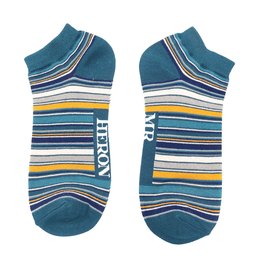 lusciousscarves Socks Mr Heron Stripey Bamboo Trainer Socks - Blue