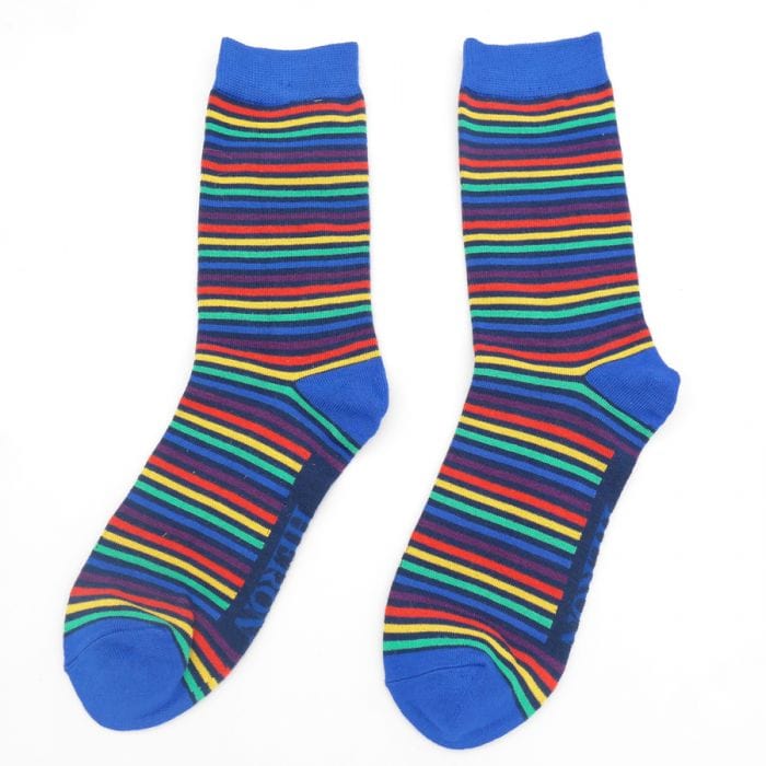 lusciousscarves Socks Mr Heron Vibrant Stripes Bamboo Socks - Navy