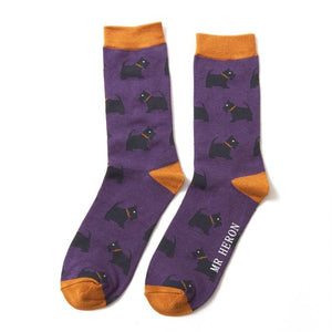 lusciousscarves Socks Mr Heron Westie Pups Bamboo Socks - Purple