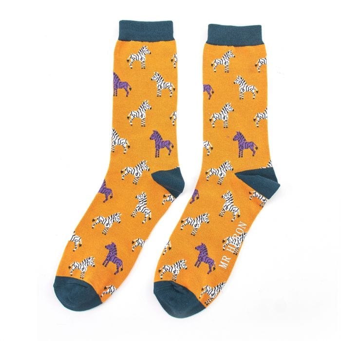 lusciousscarves Socks Mr Heron Zebras Bamboo Socks - Mustard