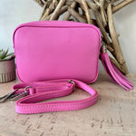 Load image into Gallery viewer, lusciousscarves Soft Pink Italian Leather Exclusive Camera Bag.
