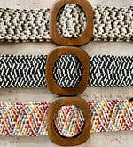 Load image into Gallery viewer, lusciousscarves Stretchy Raffia/Straw Woven Summer Belt with a Wooden Buckle.
