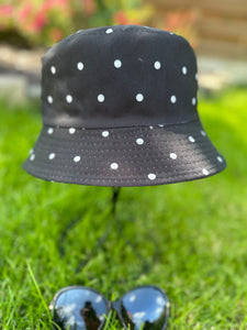 lusciousscarves sun hats Black and White Polka Dot Bucket Hat Reversible Design