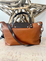Load image into Gallery viewer, lusciousscarves Tan Brown Leather Small Tote Bag, Crossbody, Italian Design
