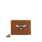 Load image into Gallery viewer, lusciousscarves Tan Embroidered Bee Wallet Zip Purse
