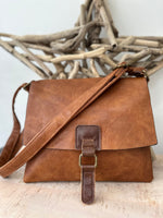 Load image into Gallery viewer, lusciousscarves Tan Faux Leather Small Square Crossbody Bag
