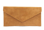 Load image into Gallery viewer, lusciousscarves Tan Genuine Suede Leather Envelope Clutch Bag , 10 Colours Available
