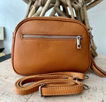 Load image into Gallery viewer, lusciousscarves Tan Triple Zip Italian Leather Crossbody Camera Bag
