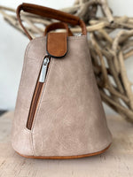 Load image into Gallery viewer, lusciousscarves Taupe Small Convertible Rucksack / Backpack / Crossbody Bag.
