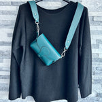 Load image into Gallery viewer, lusciousscarves Teal Green Chest bag , Italian Leather.
