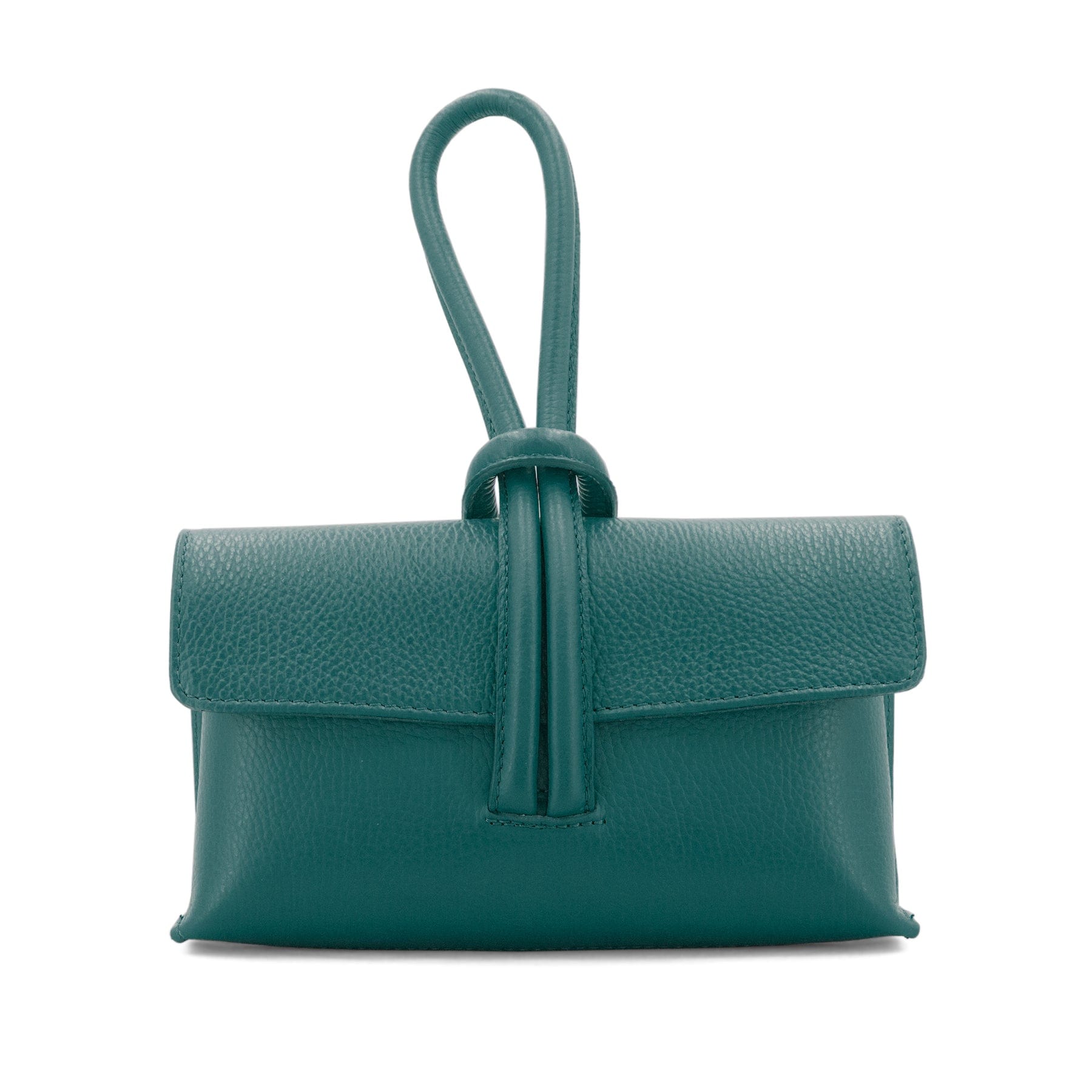Teal Italian Leather Clutch Bag Evening Bag with Loop Handle luscious scarves