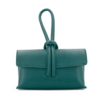 Load image into Gallery viewer, lusciousscarves Teal Italian Leather Clutch Bag, Evening Bag with Loop Handle
