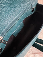 Load image into Gallery viewer, lusciousscarves Teal Italian Leather Clutch Bag with Loop Handle
