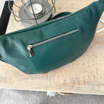 Load image into Gallery viewer, lusciousscarves Teal Italian Leather Sling Bag / Chest Bag
