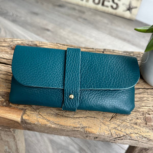 lusciousscarves Teal Leather Glasses Case