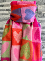 Load image into Gallery viewer, lusciousscarves Thick Winter Hearts Scarf , Woven Soft Wool Feel .
