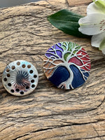 Load image into Gallery viewer, lusciousscarves Tree of Life Magnetic Brooch , Multicoloured and Silver
