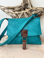 Load image into Gallery viewer, lusciousscarves Turquoise Faux Leather Small Square Crossbody Bag
