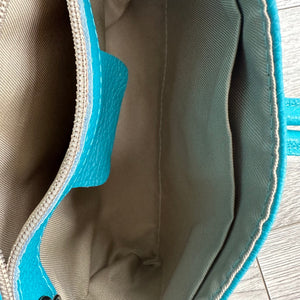 lusciousscarves Turquoise Italian Leather Clutch Bag with Loop Handle