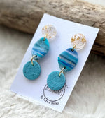Load image into Gallery viewer, lusciousscarves Turquoise with Gold Fleck Trio Drop Earrings, Handmade in Cornwall.
