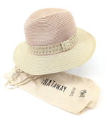 Load image into Gallery viewer, lusciousscarves Vintage Style Packable Panama Hat , Two Tone Pink and Natural , Foldable Travel Hat .
