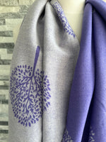 Load image into Gallery viewer, lusciousscarves Violet and Grey Reversible Mulberry Tree Scarf / Wrap , Cashmere blend
