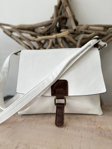 lusciousscarves White Faux Leather Small Square Crossbody Bag