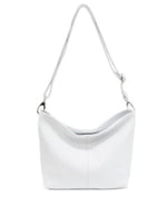 Load image into Gallery viewer, lusciousscarves White Genuine Italian Leather Bucket Style Crossbody / Shoulder Bag , 7 Colours available.
