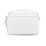 Load image into Gallery viewer, lusciousscarves White Italian Leather Crossbody Camera Bag with Double Zip , Front Pocket Compartment
