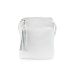 Load image into Gallery viewer, lusciousscarves White Italian Leather Small Crossbody Bag / Handbag with Tassel , Available in 11 Colours.
