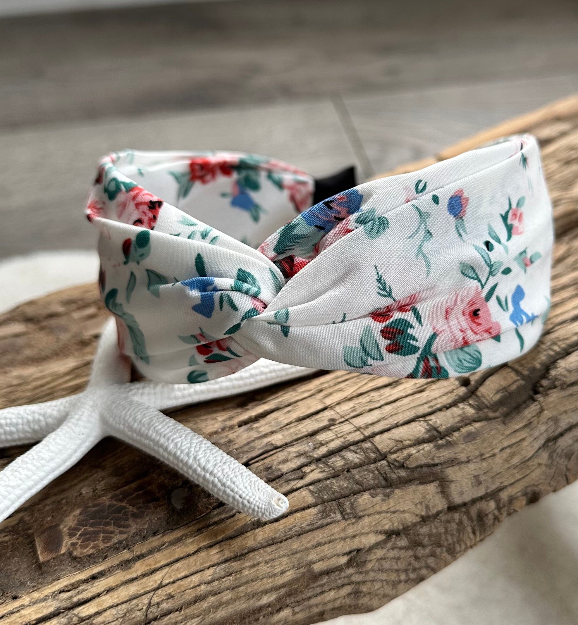 lusciousscarves White Ladies Knotted Soft Floral Headband