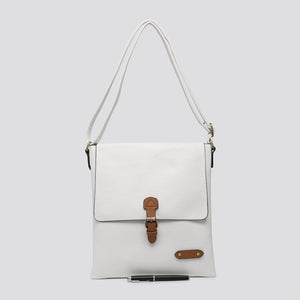 lusciousscarves White Soft Faux Leather Satchel Crossbody Bag.