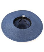 Load image into Gallery viewer, lusciousscarves Wide Brim Blooming Flowers Foldable , Rollable Navy Blue Sun Hat
