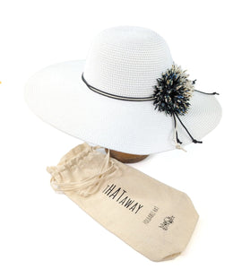 lusciousscarves Wide Brim Blooming Flowers Foldable , Rollable White Sun Hat