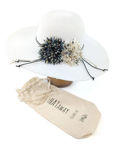 lusciousscarves Wide Brim Blooming Flowers Foldable , Rollable White Sun Hat