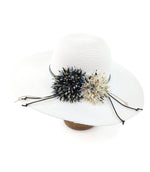 Load image into Gallery viewer, lusciousscarves Wide Brim Blooming Flowers Foldable , Rollable White Sun Hat
