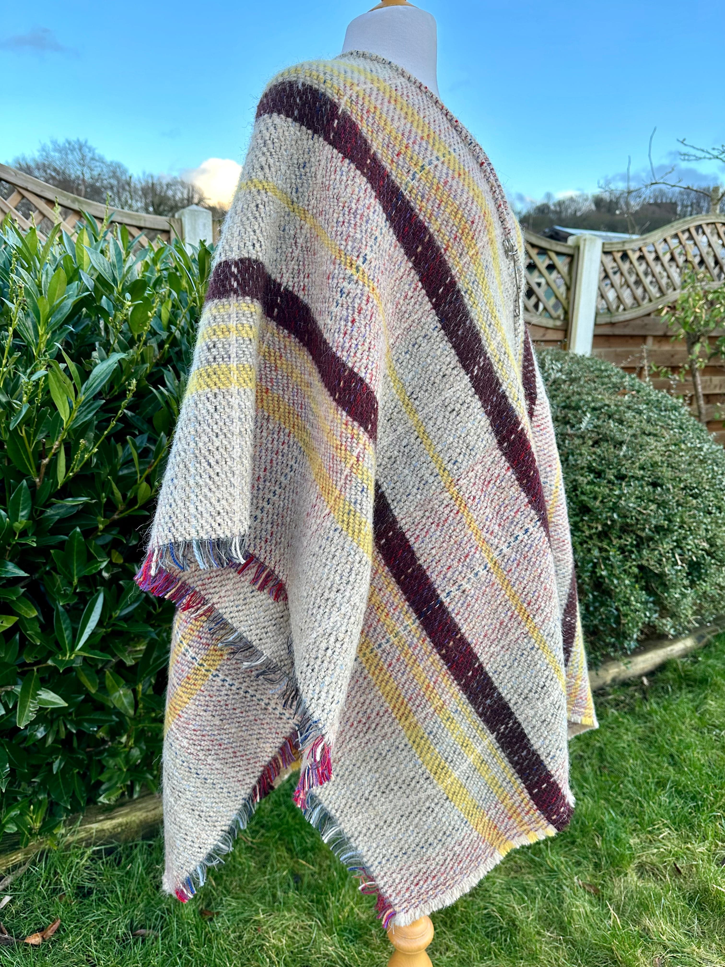 lusciousscarves Wool clothing Handmade Recycled Wool Cape.