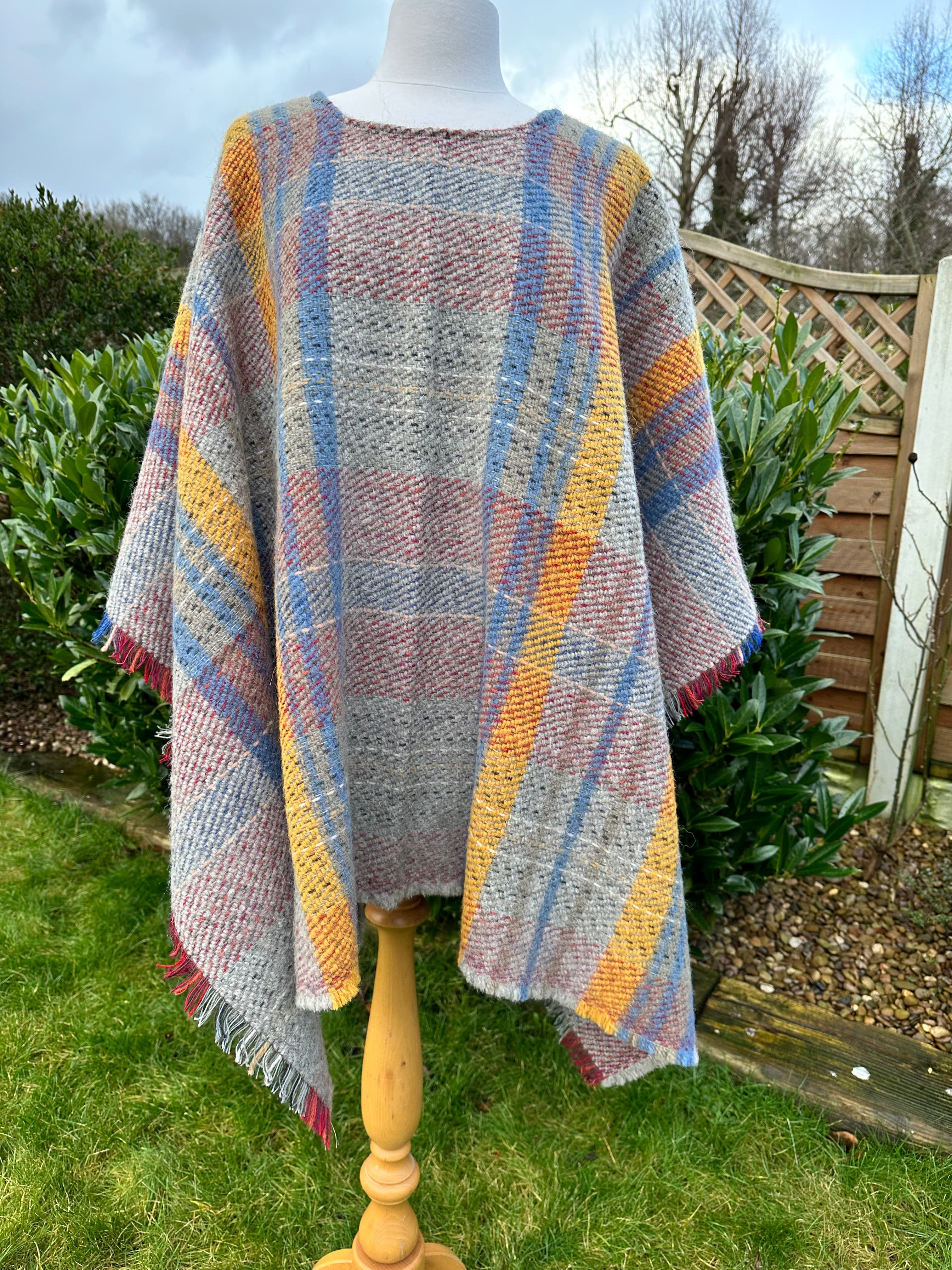lusciousscarves Wool clothing Handmade Recycled Wool Poncho