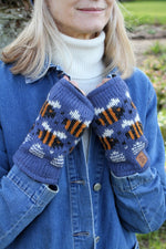 Load image into Gallery viewer, lusciousscarves wool handwarmer Pachamama Beehive Handwarmer Denim
