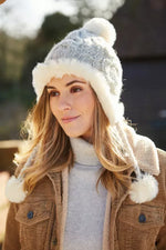 Load image into Gallery viewer, lusciousscarves wool handwarmer Pachamama Chamonix Fur Chullo Womens Oatmeal
