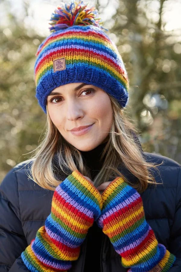 lusciousscarves wool handwarmer Pachamama Rainbow Handwarmers