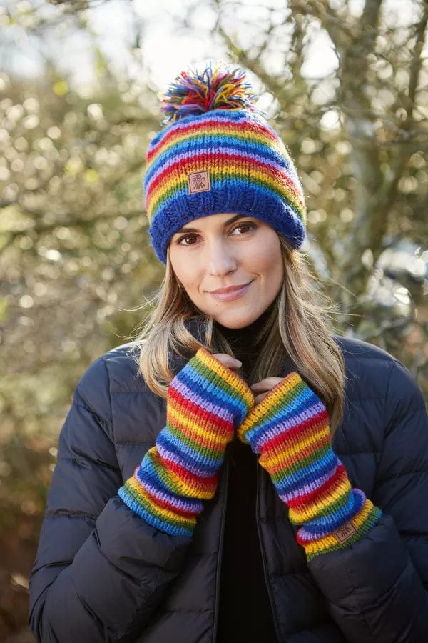 lusciousscarves wool handwarmer Pachamama Rainbow Handwarmers